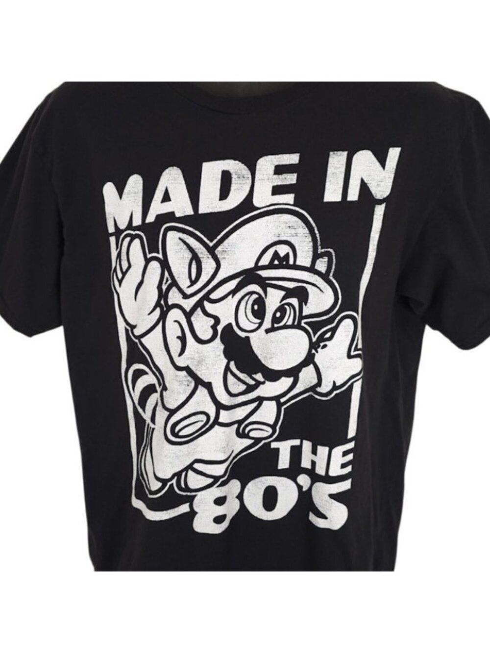 Super Mario Bros 3 T Shirt Mens Size Large Black Tanooki Racoon Made In The 80s